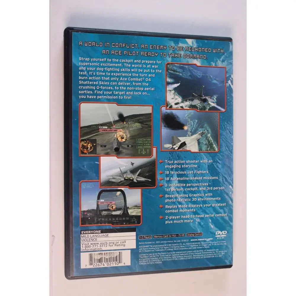 Ace Combat 04: Shattered Skies (Sony PlayStation 2, 2001, PS2) Authentic tested
